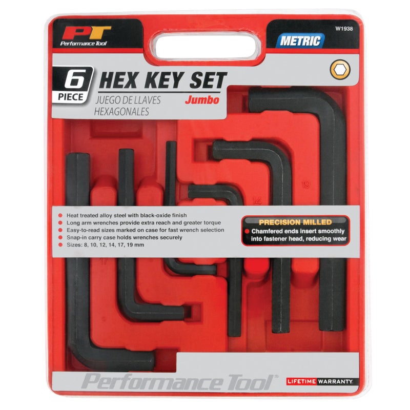 Performance Tool W1938 6 Piece Jumbo Hex Key Metric Set , Black - Image 4